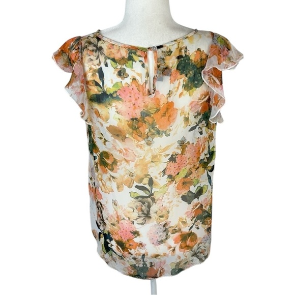 A. Byer Short Sleeve Floral Blouse Size M - Picture 4 of 6